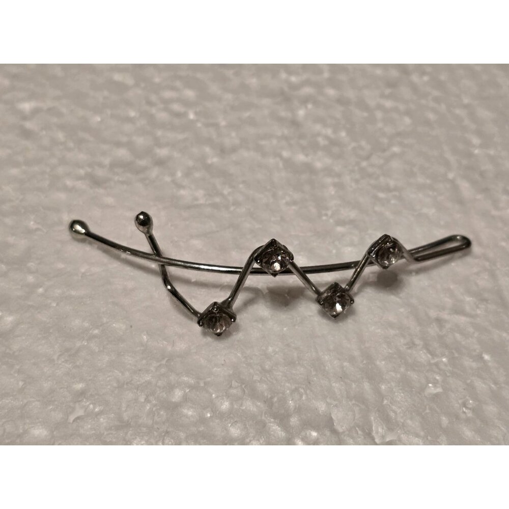 Minimalist Silver-Tone Hair Clip With Rhinestone Accents